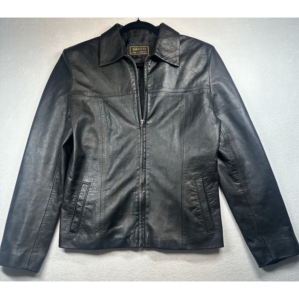 Siricco Women's 100% Leather Jacket‎ Black Full Zip XL Classic Coat